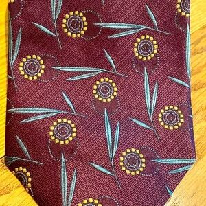 Audrey Buckner Silk Aubergine Teal Gold Tie